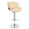 Armen Living Naples Cream Faux Leather Adjustable Height Swivel Walnut Wood and Chrome Base Bar Stool LCNABACRWA - alternate 1